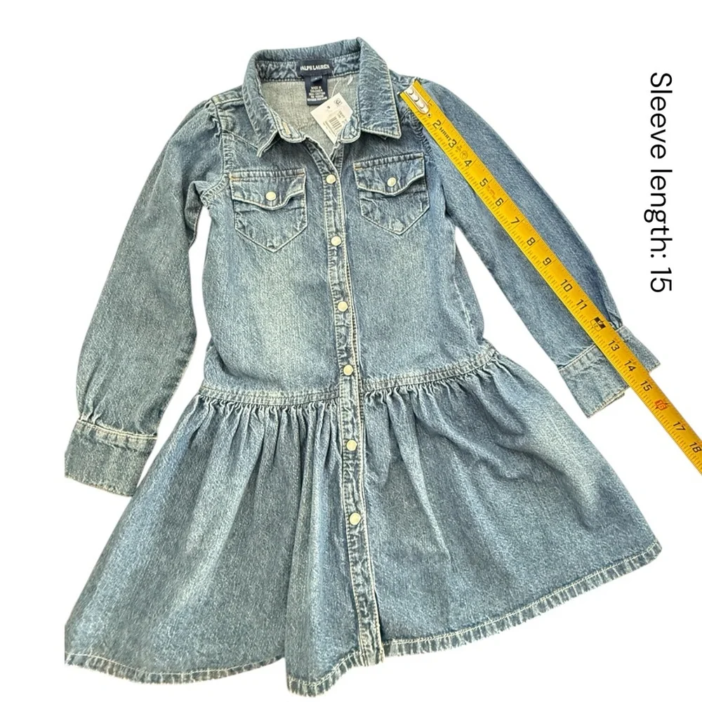 Ralph Lauren Girls Denim Shirt Dress in Light Blue